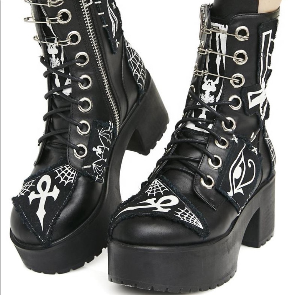 Dolls Kill Current Mood Patch Boots